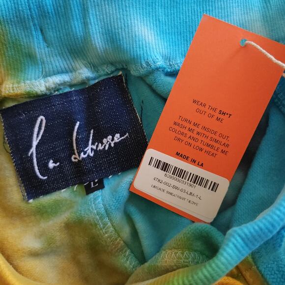 LA DETRESSE Limeade tie dye athleisure sweatpants comfy joggers Size L NEW - Picture 4 of 7